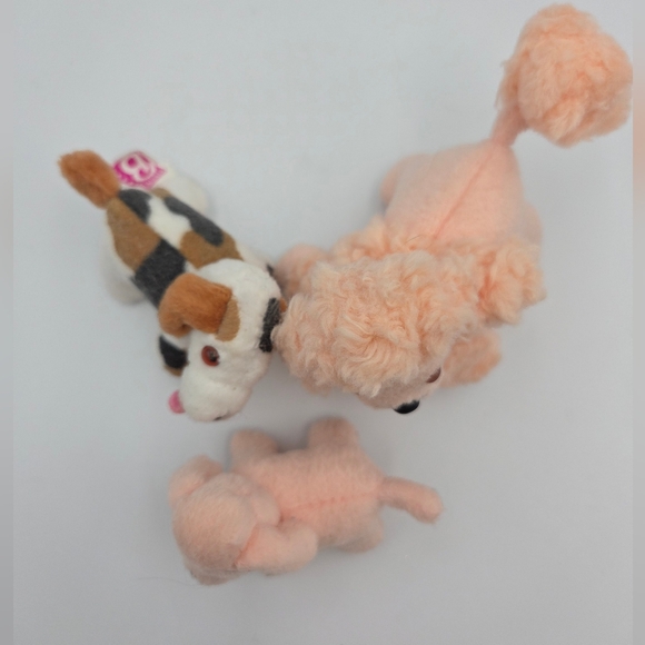 Barbie Dog Lot Of 3 Plush Brown White Beagle Pink Poodle 2 3/4"Tall Arco Mattel - Picture 5 of 6